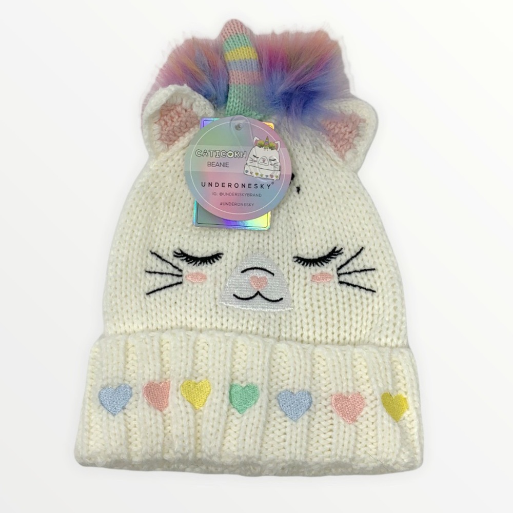 Under One Sky Caticorn Unicorn Cat Knit Cuffed Beanie